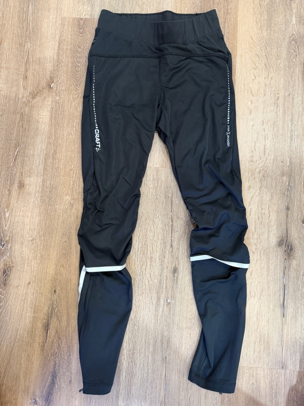 CRAFT Black Tights with White Accents. Small